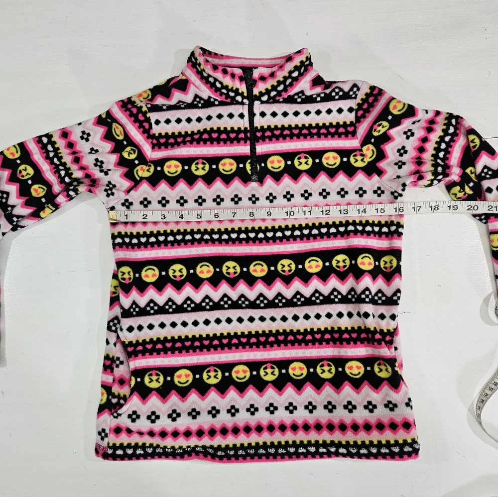 The Children's Place emoji quarter zip fleece top girls size large 10/12